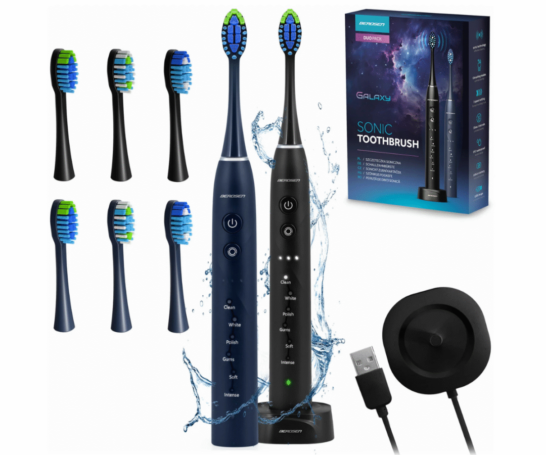 Berdsen Galaxy Duo Sonic hambaharjade komplekt kahe harjaga ja laadimisalusega