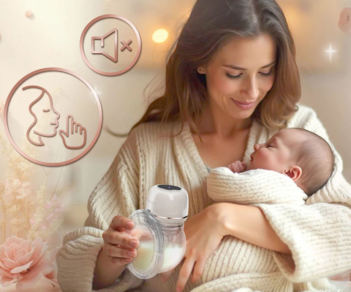 LED-ekraaniga vaikne elektriline rinnapump Nukido NK-963 beež