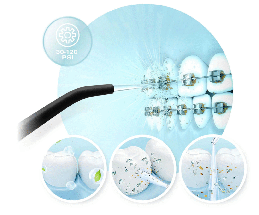 Hambairrigaatori 5 töörežiimi – tugev, tavaline, pehme, pulse ja lastele