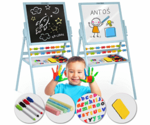 Sinine Ricokids pöörlev magnetiline kriiditahvel koos tarvikutega.