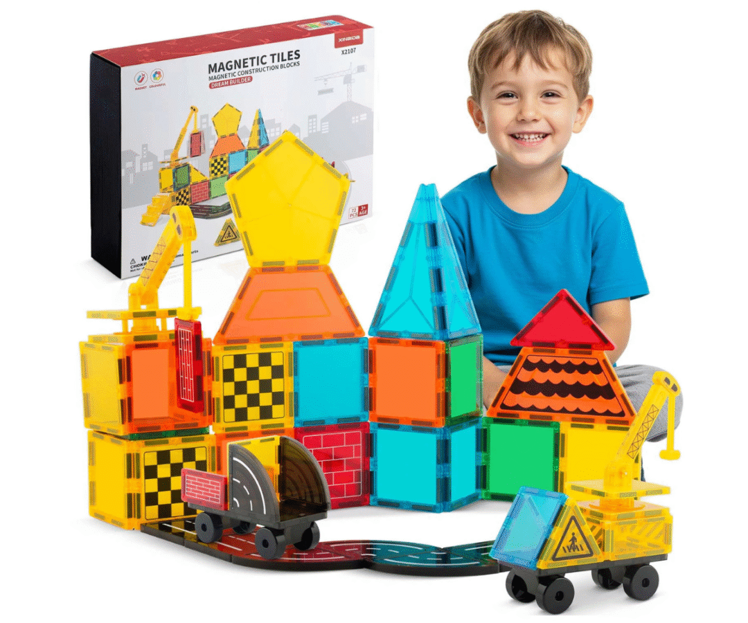 DIGE 72-osalise magnetklotside komplekt koos värviliste klotside ja veoautoga