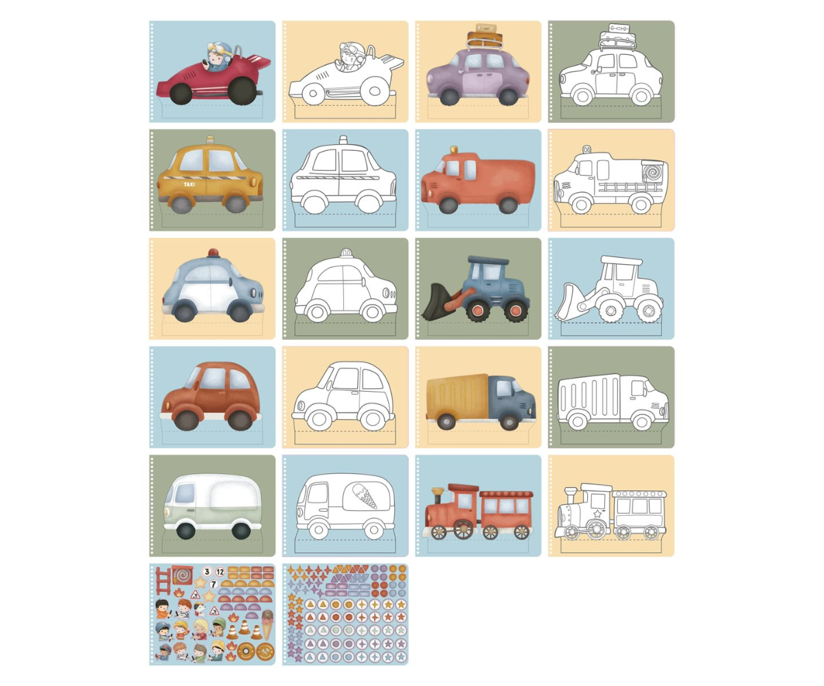 Laps lõikamas välja autot raamatu tegevuslehest.