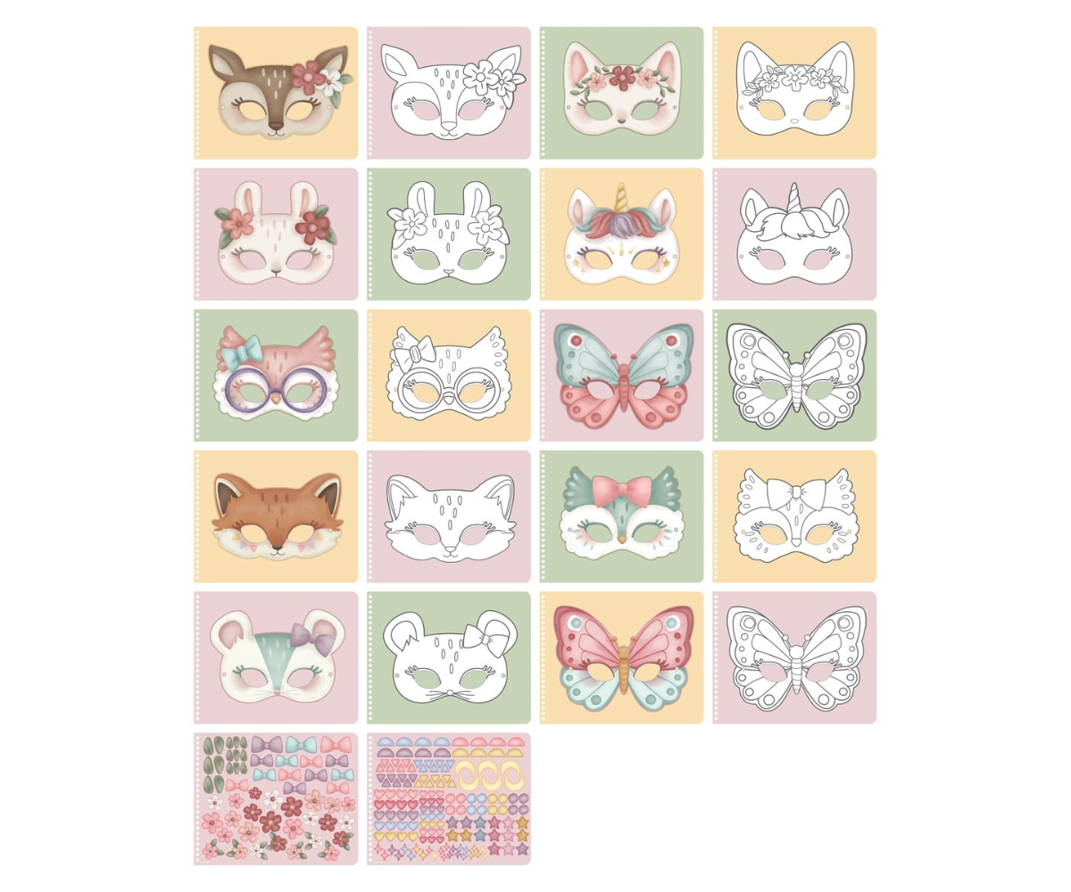 Laps lõikamas välja Rosa & Friends tegevuslehel olevaid kujundeid.