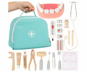 Kruzzel Little Doctor hambaarsti mängukomplekt avatud arstikotiga ja kõigi 24 tarvikuga