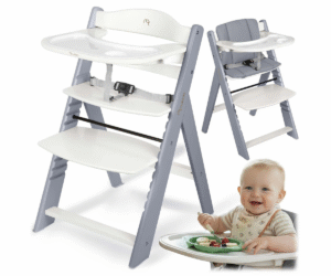 Hall puidust Nukido Nelo söögitool koos eemaldatava söögilauaga.