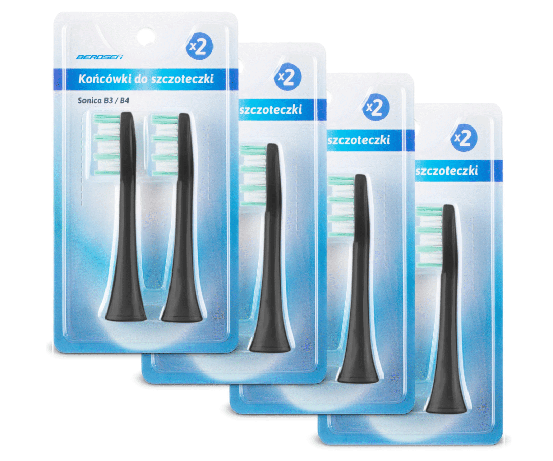 Sonic-hambaharja otsikud Berdsen Sonica B3 ja B4 mudelitele, 8 tk – must