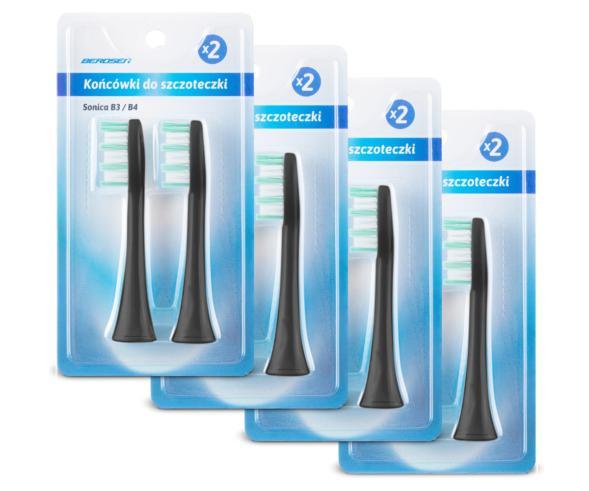 Sonic-hambaharja otsikud Berdsen Sonica B3 ja B4 mudelitele, 8 tk – must