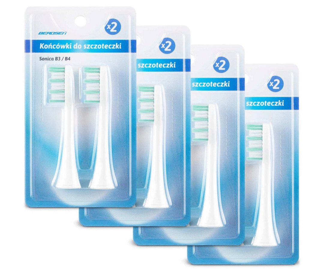Berdsen Sonica B3 ja B4 sonic-hambaharja vahetatavad otsikud, 8 tk, valged