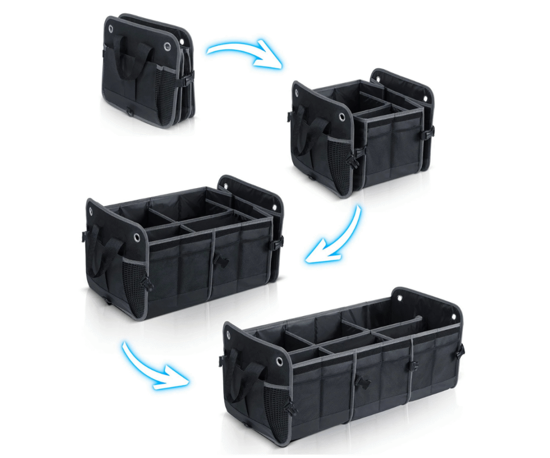 Humberg HM-991 pakiruumi korraldaja avatud kujul mitme sektsiooniga.