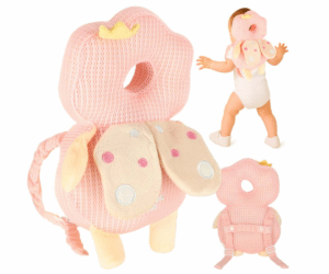 Roosa haldjakujuline beebide turvapadi seljakotina kõndima õppimiseks.