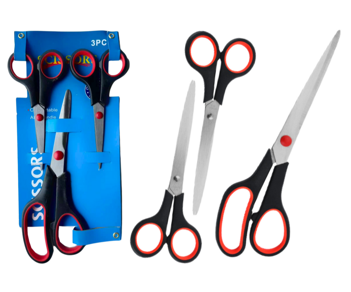 Universaalsed käärid kolmikus, ideaalne kontorikasutuseks.