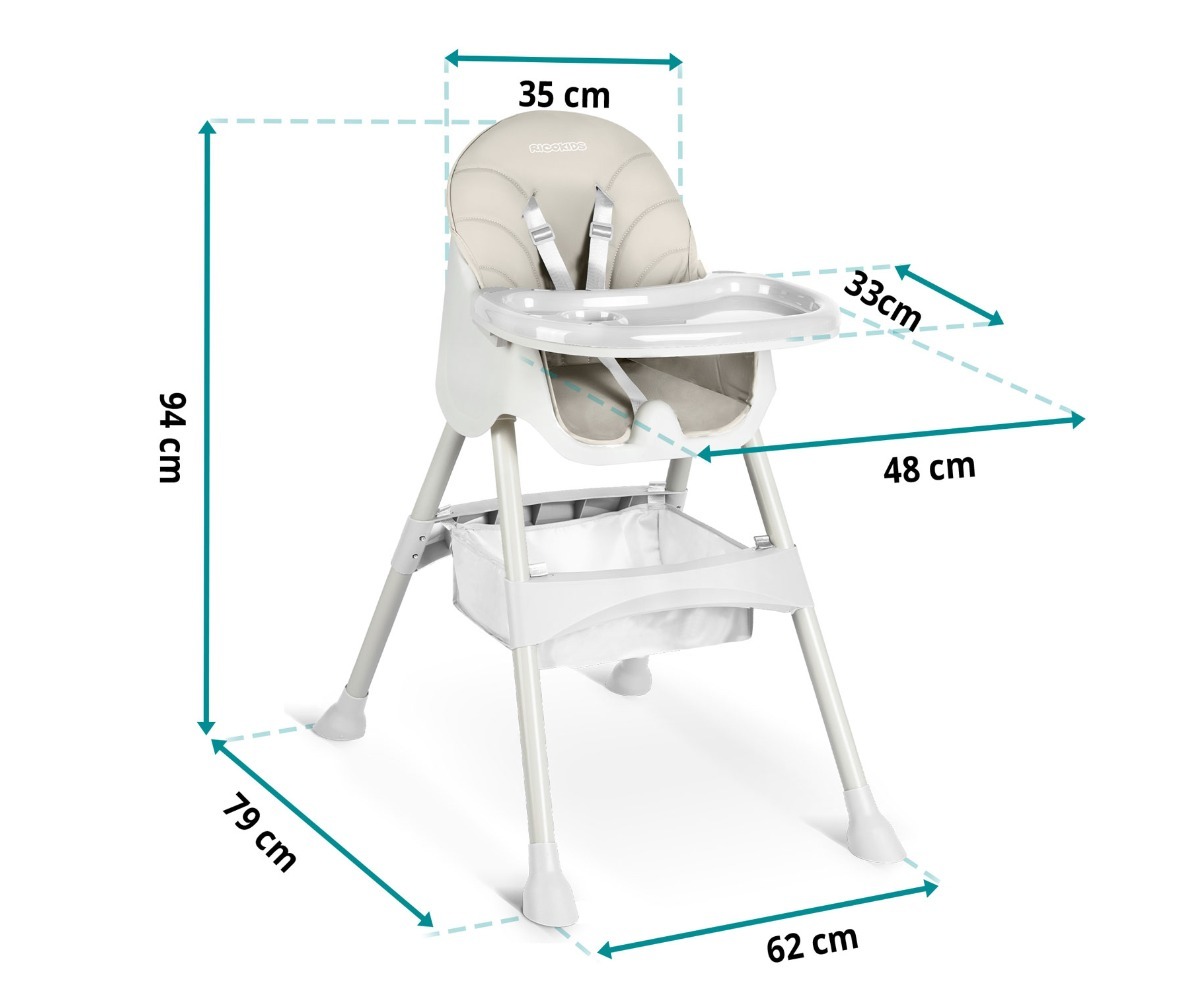 Söögitooli lauakesega Milo – hall mõõtude diagramm.