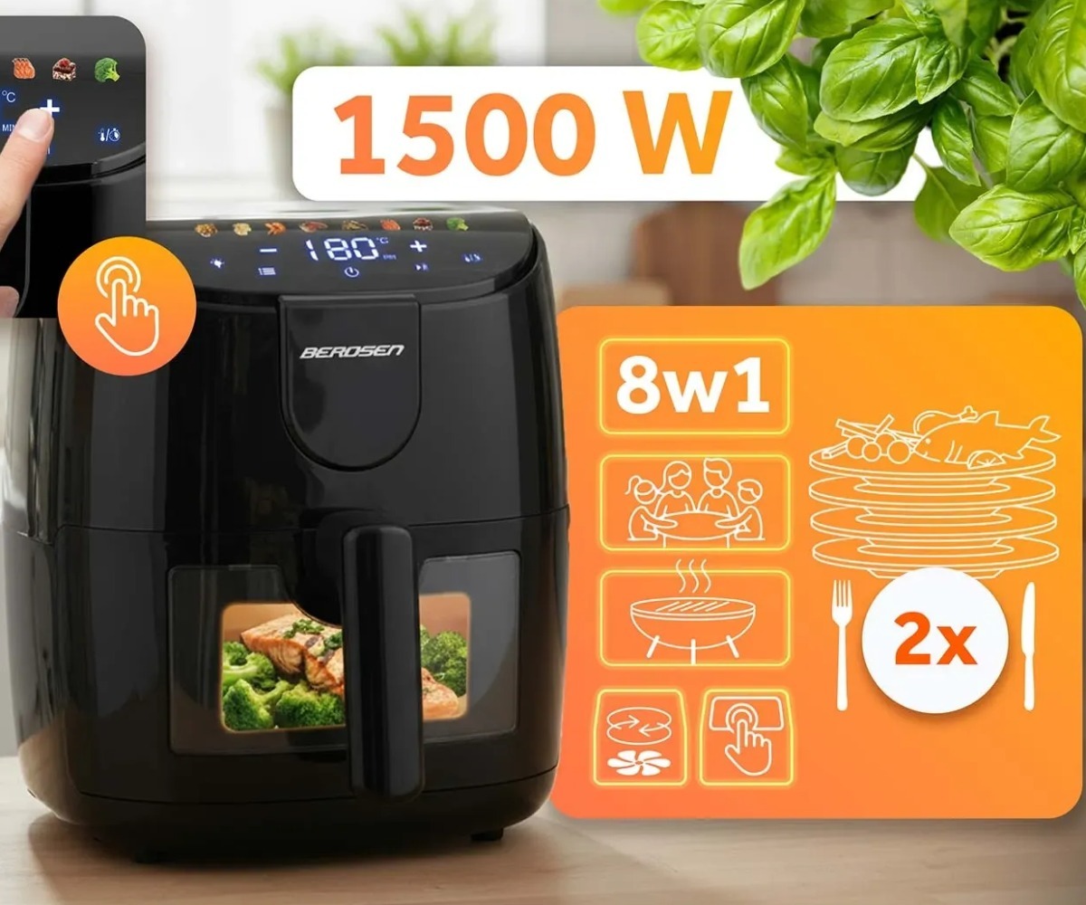 Kuumaõhufritüür Berdsen BD-658 – must, 8 erinevat kasutamisvõimalust.