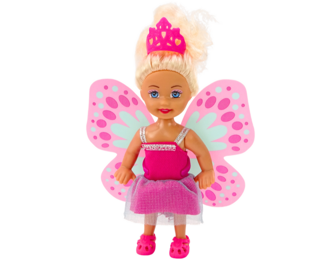 Mini nukk 2in1 – merineitsi ja haldjas, naeratav haldjas roosa kleidis.