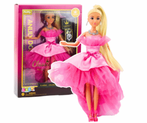 Anlily nukk roosas glitter-ballikleidis, eestvaade.