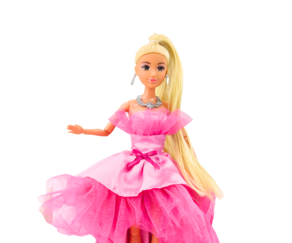 Anlily nukk pidulikus roosas kleidis koos eemaldatavate ehetega.