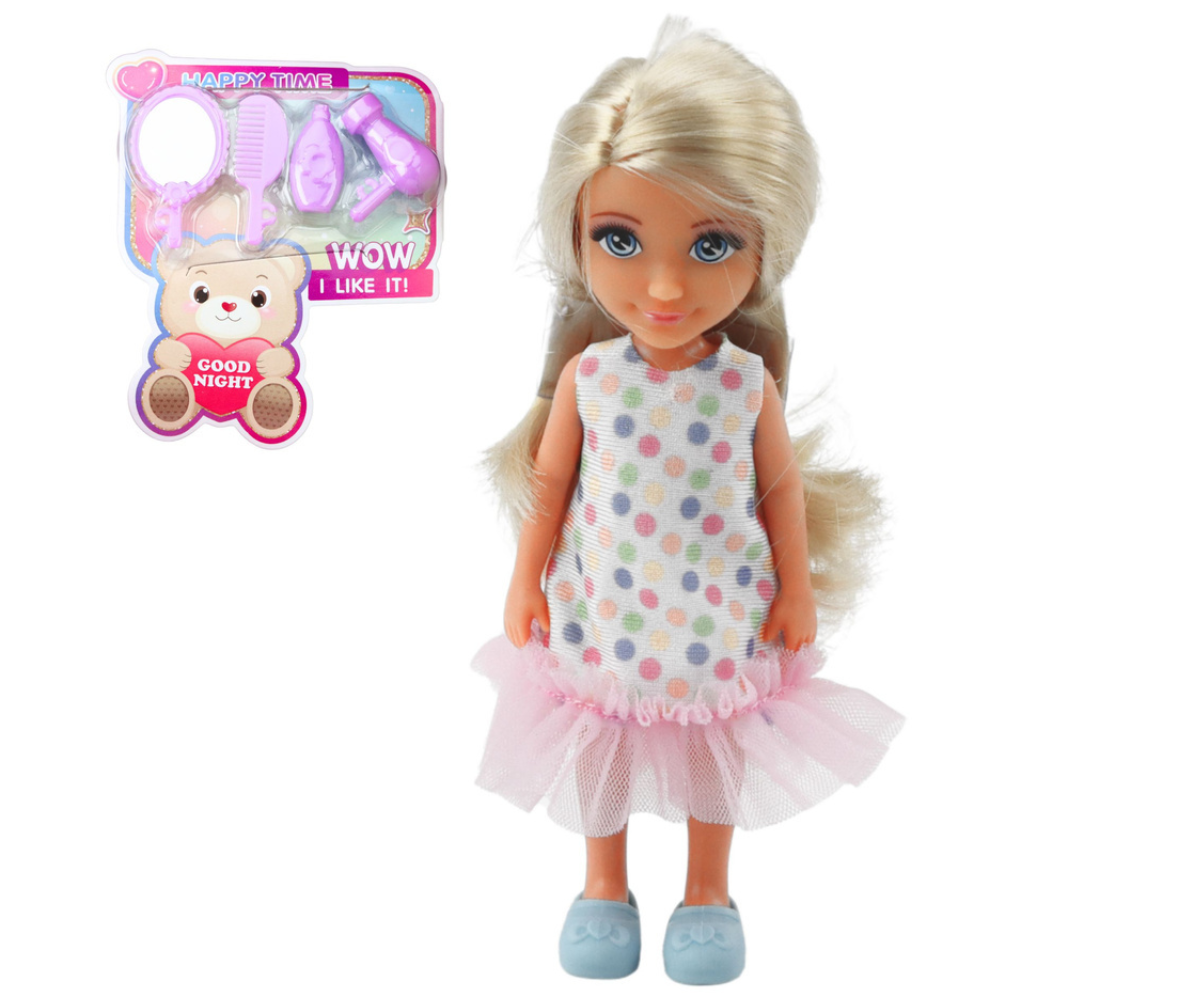 13 cm Anlily nukk värvilises kleidis koos mööbli ja tarvikutega