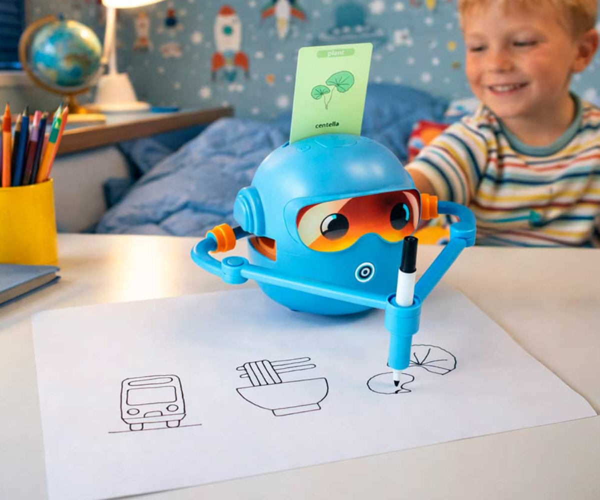 Roboti külgvaade, näha vastupidav ABS-plastikust korpus.