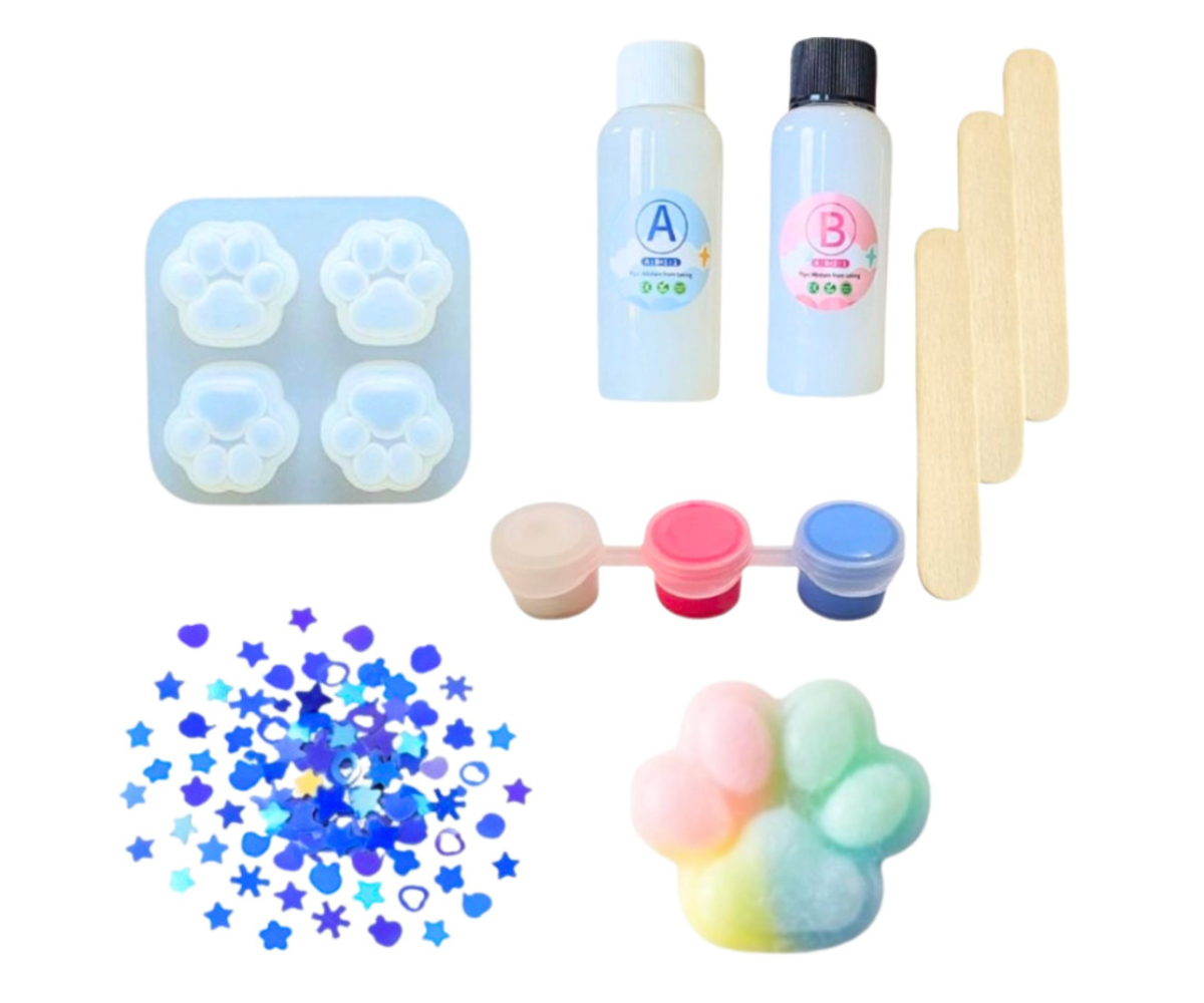Kassi käpa squishy valmistamise loovkomplekt värvide ja glitteriga