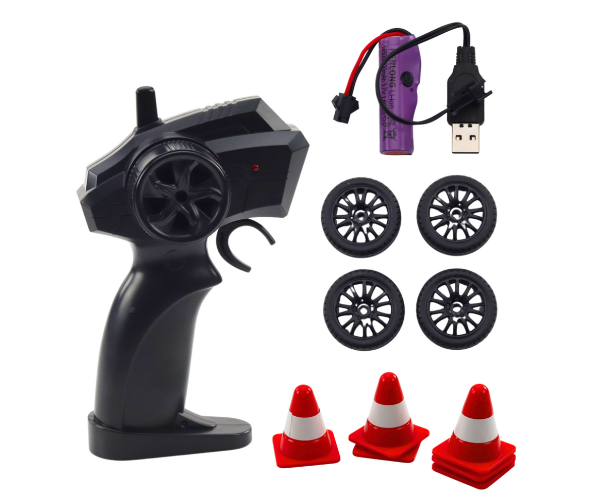 Kaugjuhitav sportauto USB-laetava akuga ja drift-rehvidega