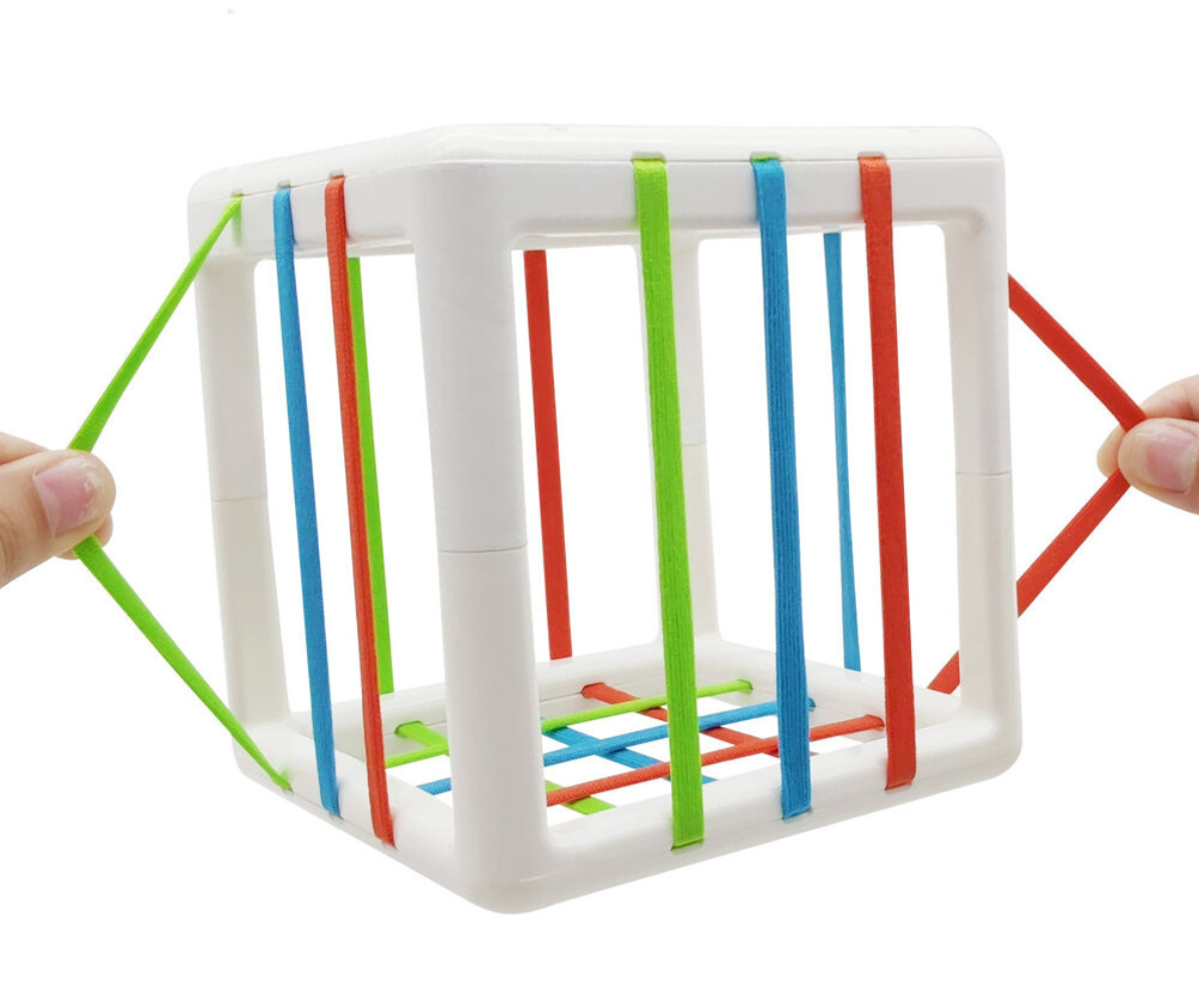 Laste sensoorne kuubik kõristi ja sorteerija funktsiooniga