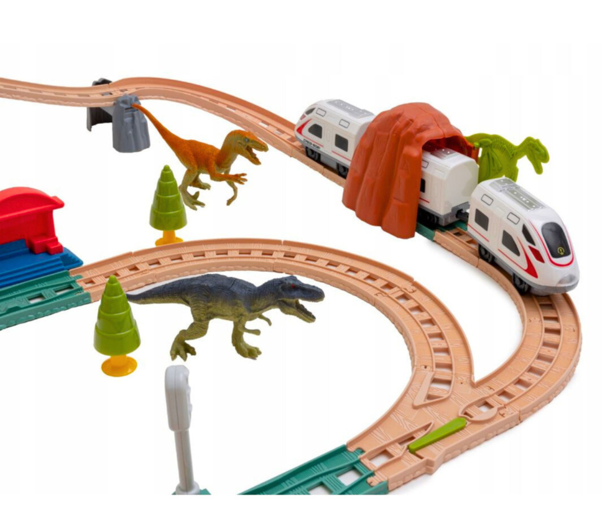 Dinosauruste teemaline rongirada 95 x 85 cm rööbasteega