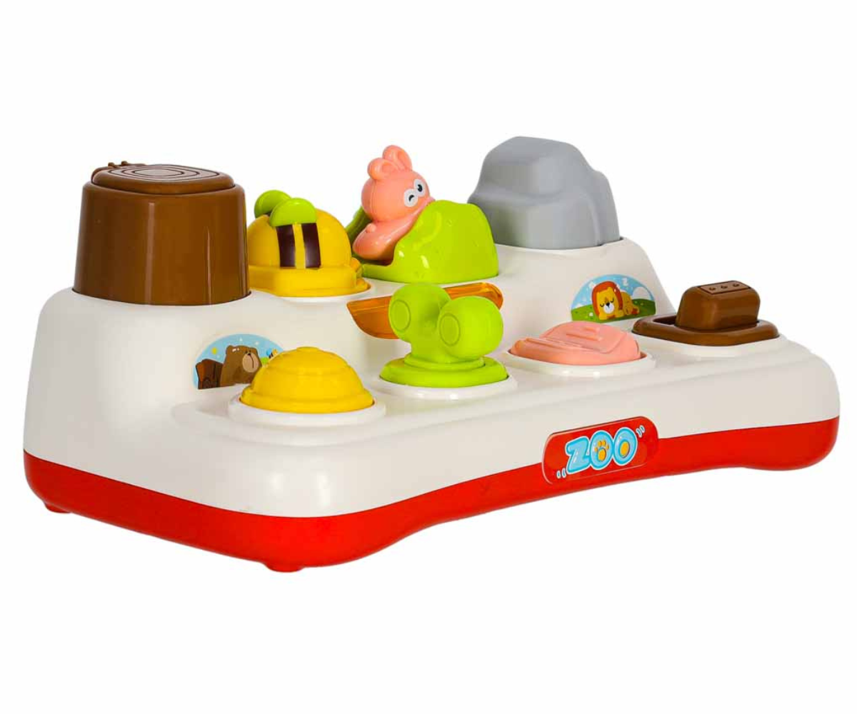 Vajutatavate ja keeratavate elementidega hariv mänguasi