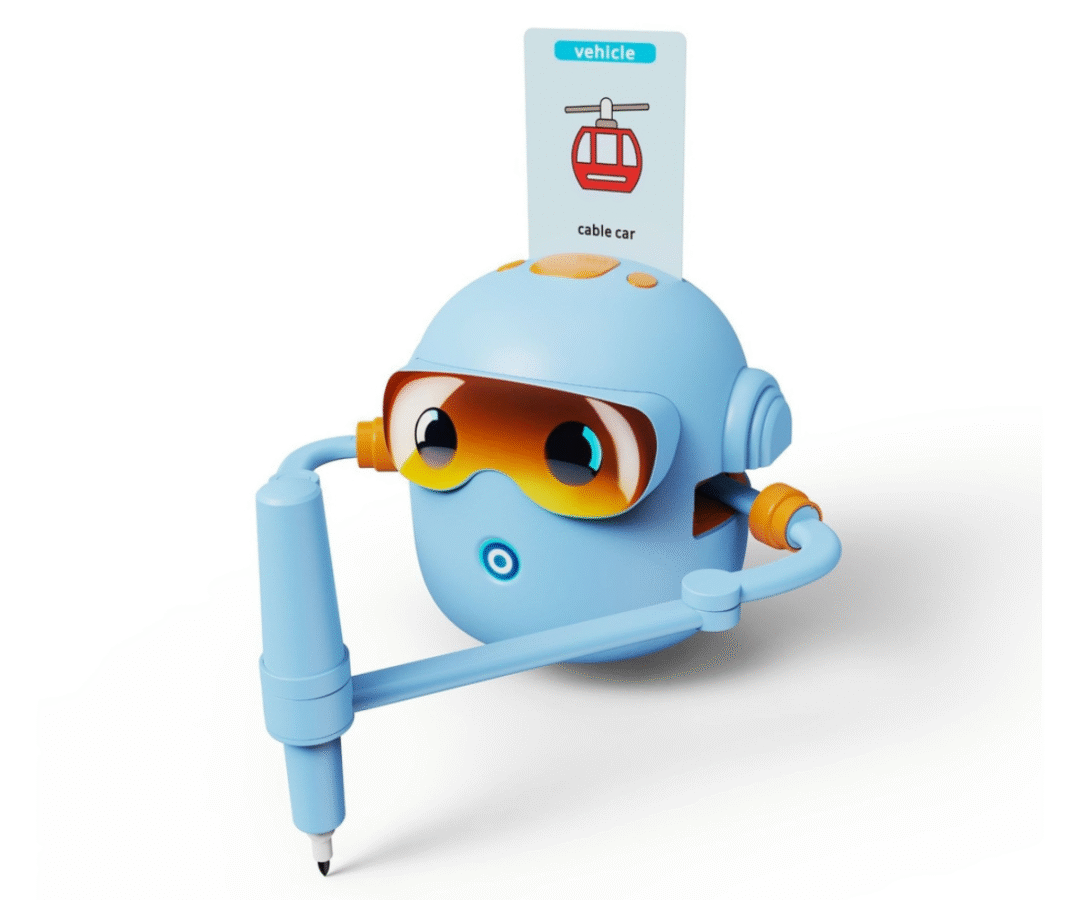 Laste häälega joonistamismasin joonistamas kujundeid kustutatavale tahvlile.