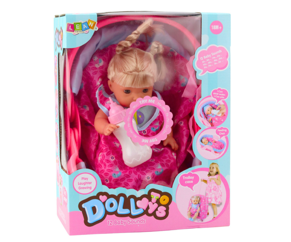 Laste beebinukk kandekotis rollimänguks ja hoolitsemismängudeks