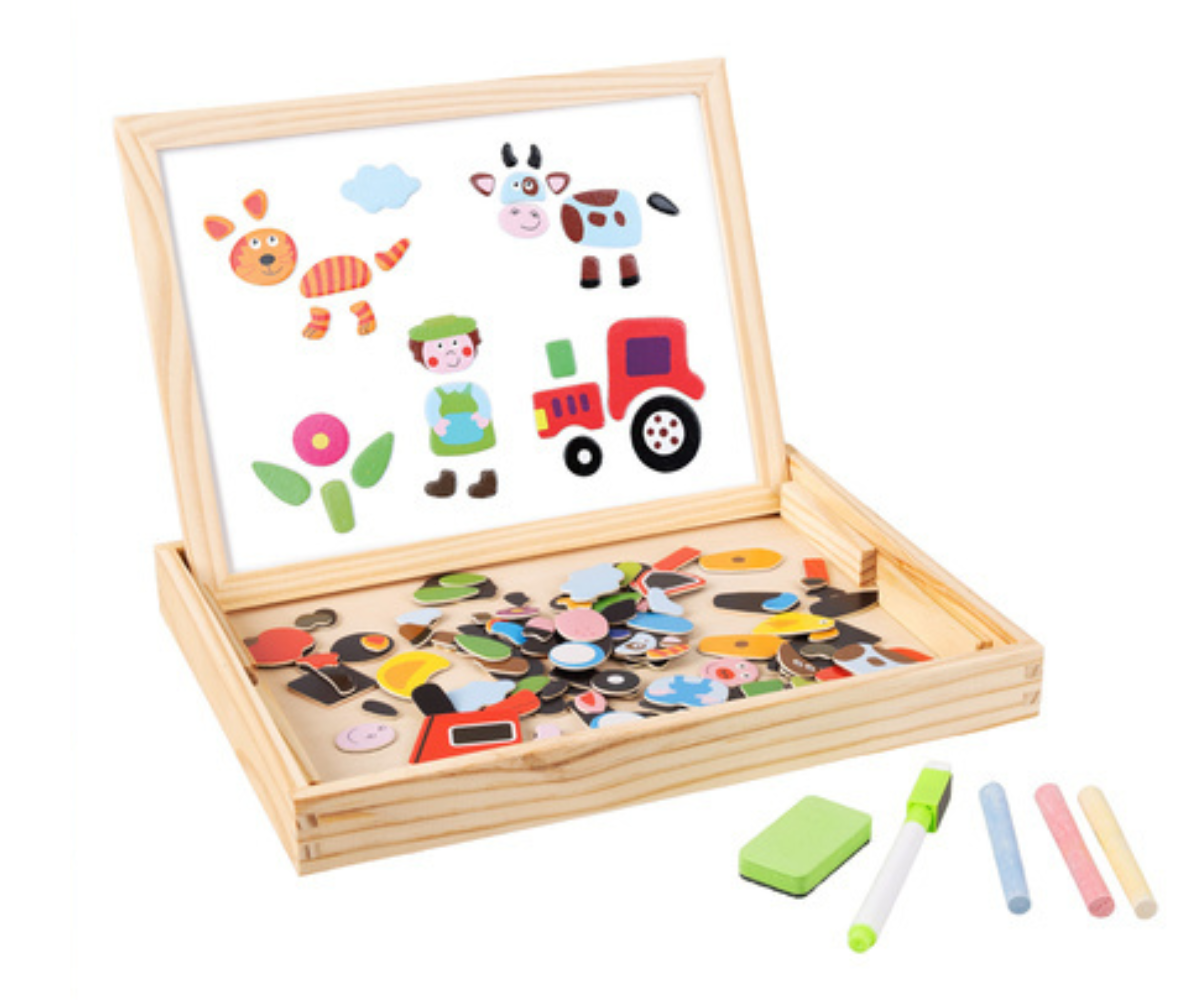 Kahepoolne laste tahvel vildika ja kriidiga kasutamiseks.