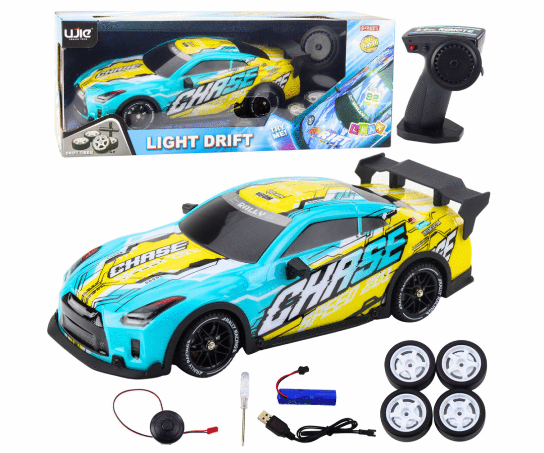 Kaugjuhitav sportauto drift-funktsiooni ja LED-valgustusega türkiissinises värvitoonis