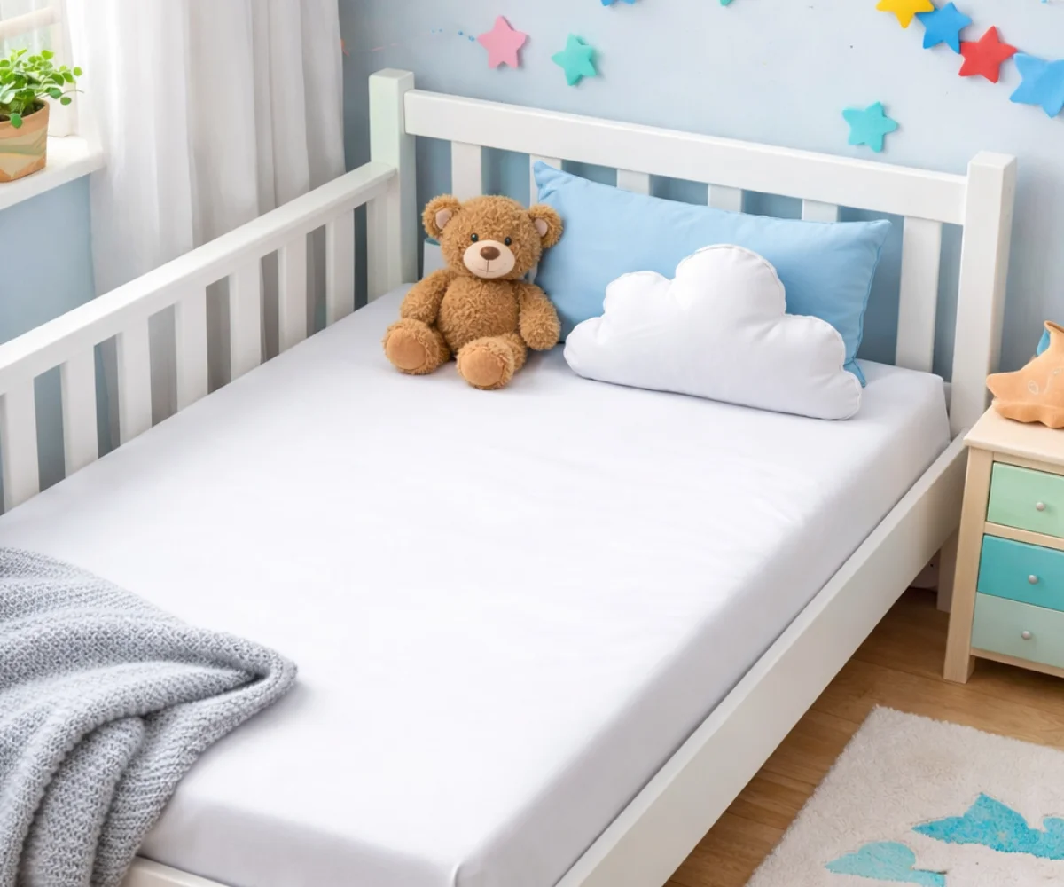 Kummiga voodilina 120x200 cm valge, 100% puuvill, OEKO-TEX