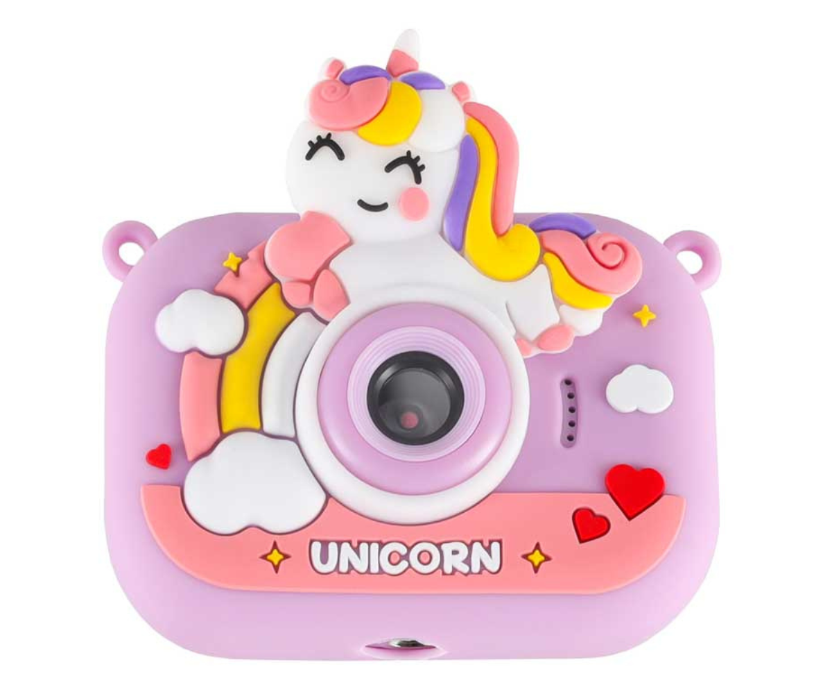 Roosa lastekaamera laual alusel, stabiilne pildistamisasend.