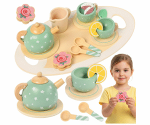 Kruzzeli roheline puidust teekomplekt lastele.