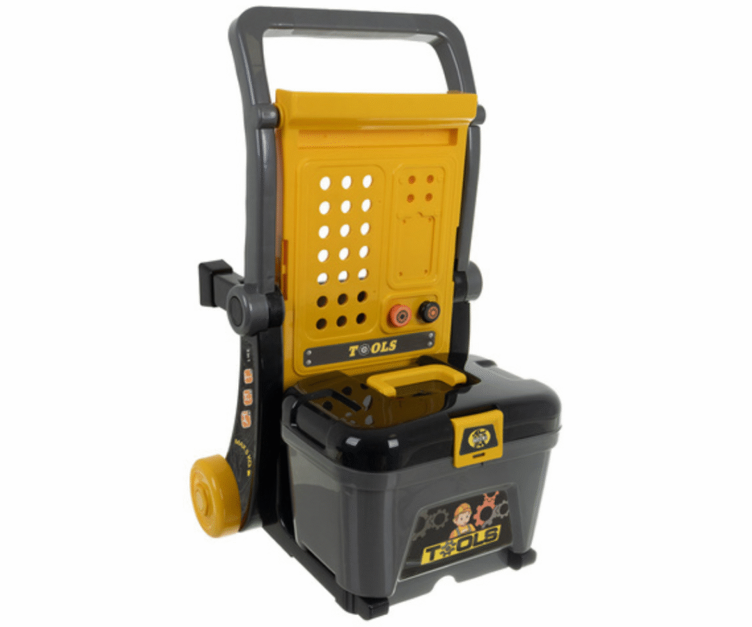 59-osaline laste tööriistade töökoda koos tarvikutega.