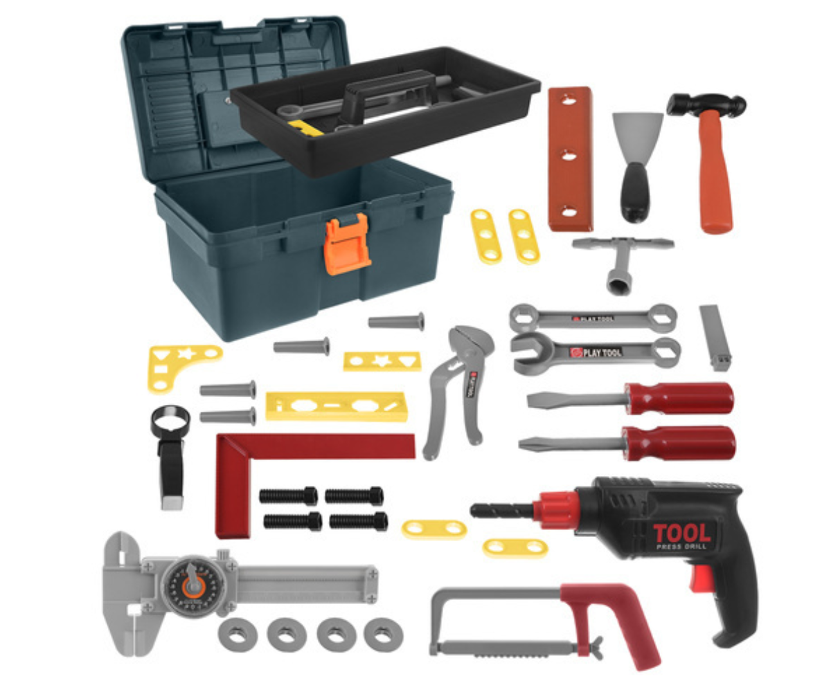 Laste tööriistakast pakendis, sobiv kingituseks.