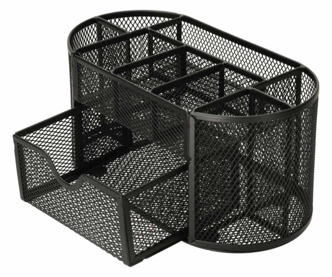 Metallist lauakorraldaja 9 sektsiooniga musta värvi kontorilaual