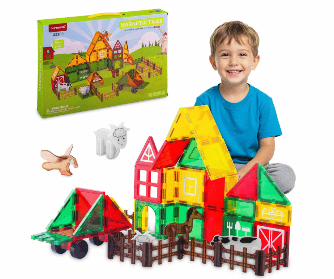 Ricokids RK-781 magnetilised ehitusklotsid loomafarmi teemal, 76-osaline komplekt