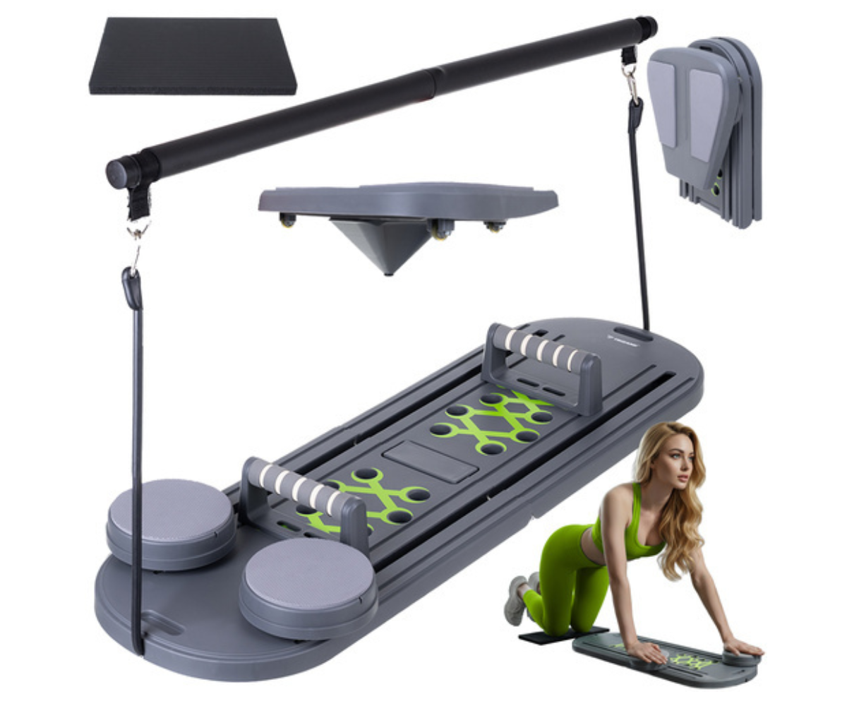 Trizand multifunktsionaalne pilatese treeninglaud eestvaates.