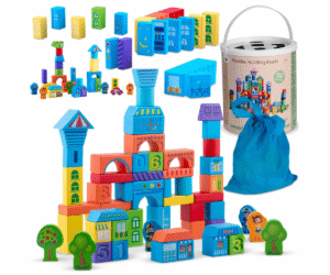 Puidust õppeklotside komplekt Ricokids RK-871 värviliste klotsidega