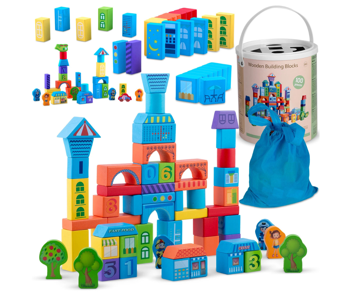 Puidust õppeklotside komplekt Ricokids RK-871 värviliste klotsidega