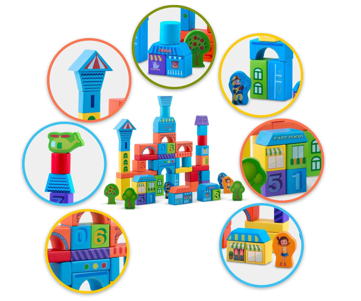 Montessori stiilis puidust ehitusklotsid Ricokids RK-871