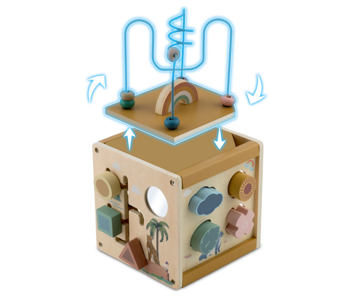Montessori stiilis puidust mängukuubik väikelastele