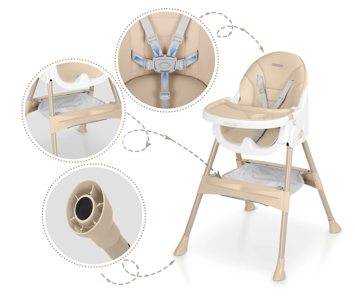 Ricokids Mani söötmistool lihtsasti puhastatava kattematerjaliga