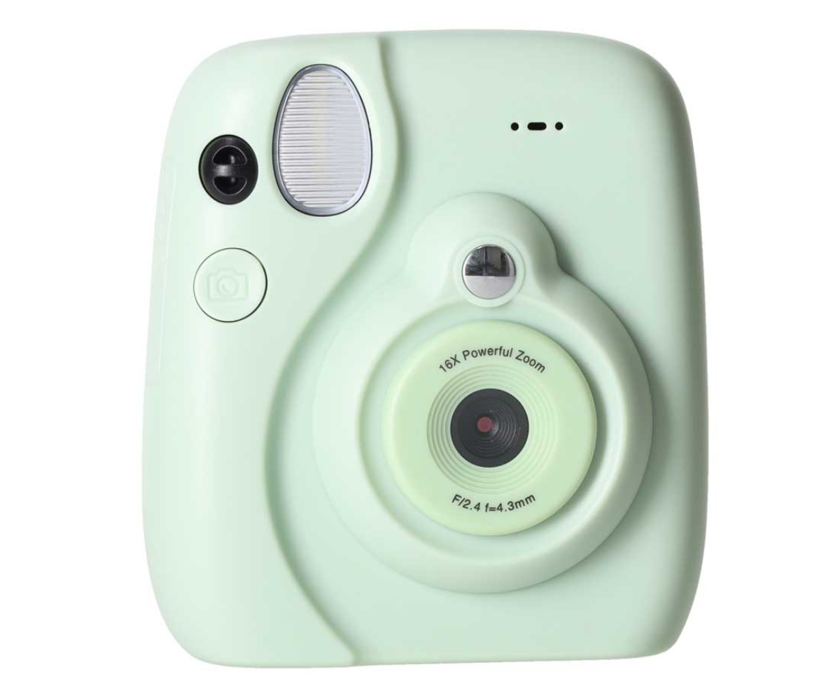 Roheline laste kaamera töörežiimis, ekraanil kuvatav pildistamisvaade.