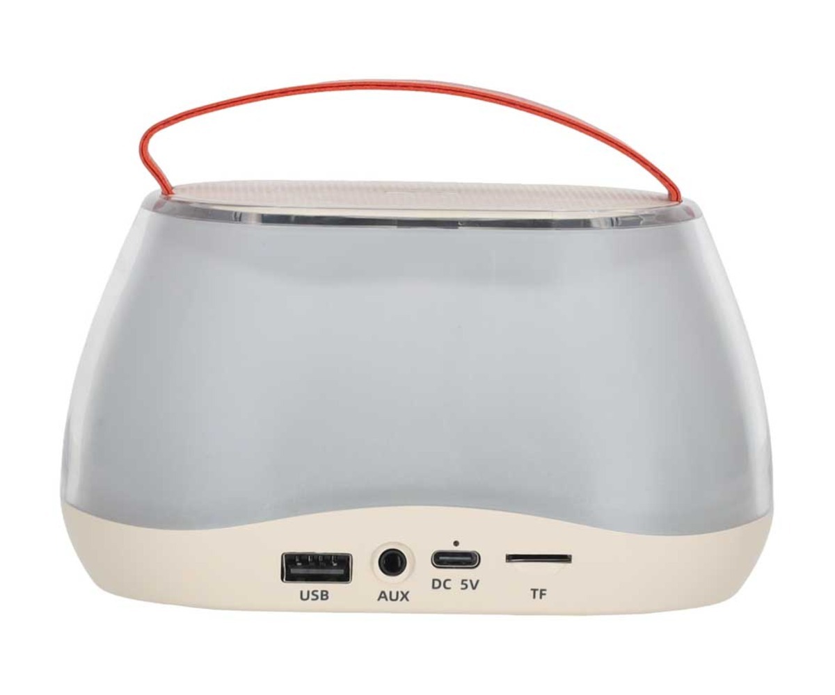 Karaoke komplekt Bluetooth kõlari tagumine külg portidega USB, AUX, DC 5V ja TF kaardiga.