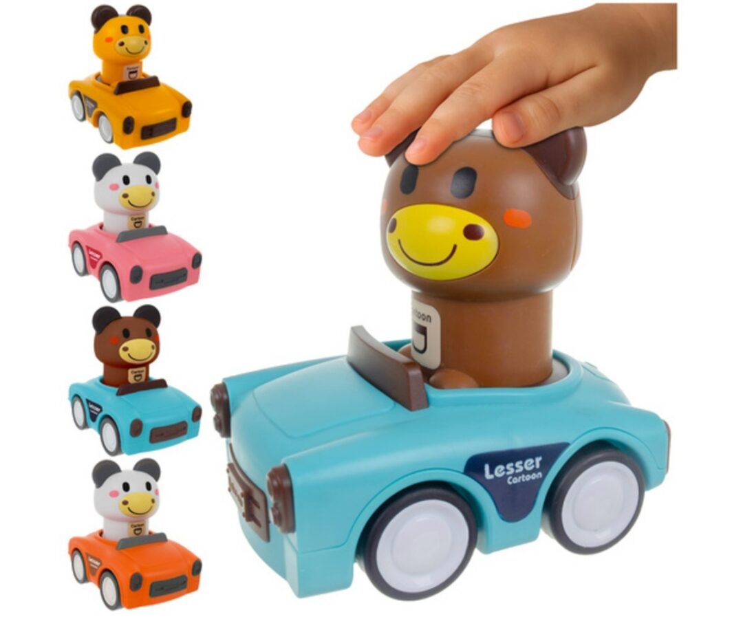 Sensoorse mänguautod loomadega 4in1 – värvilised sõidukid, mida katab laste käsi