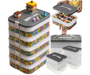 Klotsikast 35L Kruzzel – 5-korruseline organiseerija, milles on plokid ja ehituskomplektid.