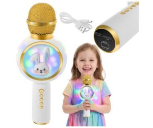 Juhtmevaba bluetooth karaoke mikrofon Rabbit - valge koos liitmikuga lastega
