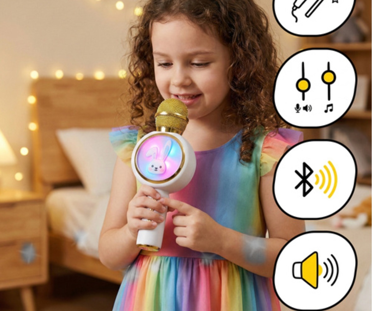 Laps laulab Juhtmevaba bluetooth karaoke mikrofon Rabbit - valge abil